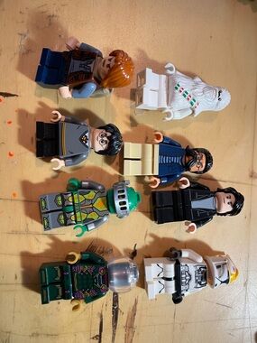 Lego Minifigure Lot - White, Black, Blue, Green, Tan